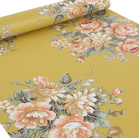 Vintage Peony Floral Contact Paper Self Adhesive Shelf Liner Decorative