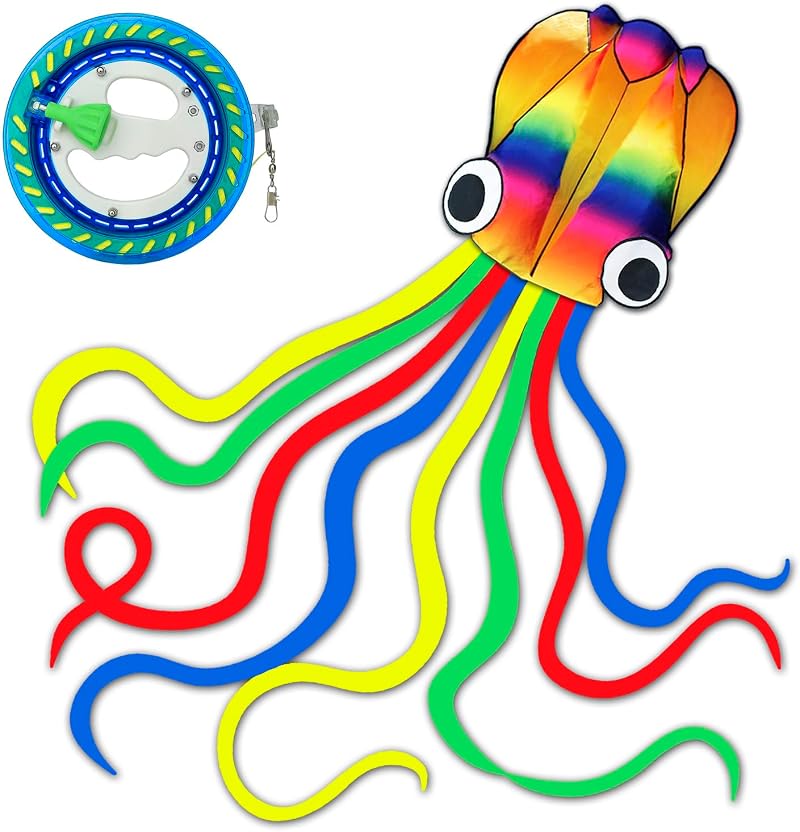 HONBO Large Octopus Kite with Reel and 1000ft Line
