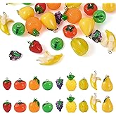 Boutigem Resin Fruit Vegetable Charms Assorted 3D Vegetable Fruit Pendants Imitation Food Charms for DIY Crafts Necklace Earring Keychain Jewelry Making