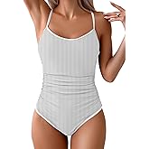 Eomenie Women's One Piece Swimsuit Tummy Control Slimming Bathing Suit Color Block Spaghetti Strap 1 Piece Swim Suit Swimwear