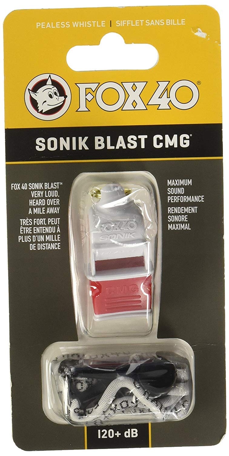 Fox 40 Sonik Blast CMG Whistle, White/Red
