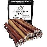 Bully Sticks for Dogs - NO/Low Odour - **6" Standard - 20 Pack Minimum** - Premium Single Ingredient Dog Chew - 100% Beef - A