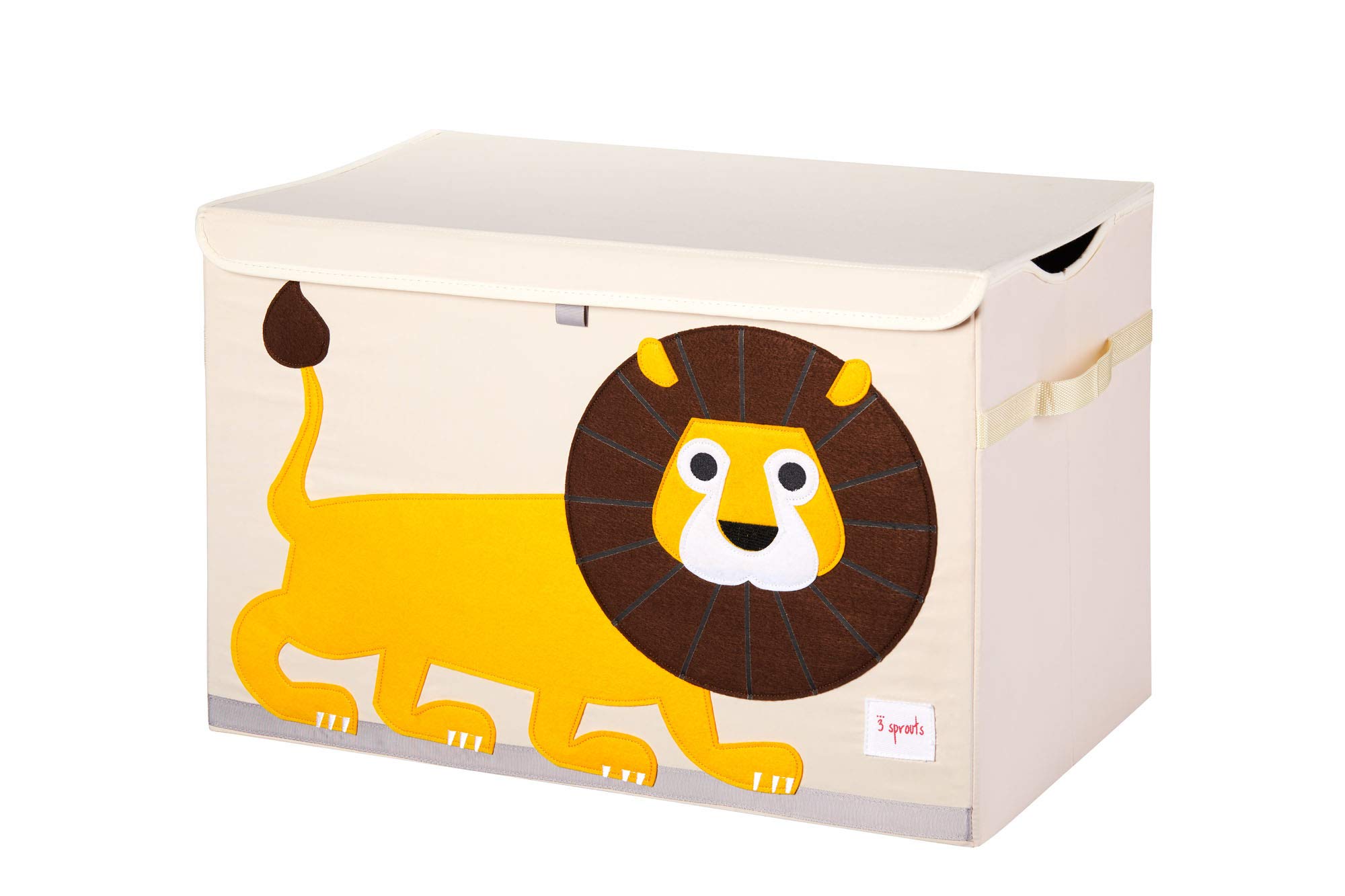 3 Sprouts Large Toy Chest with Lid and Handles - Sturdy Toy Box Storage Organiser for Boys & Girls, Spacious Collapsible Fabric Toy Chest Storage Box, Lion