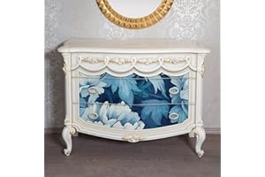 Flortlias Large Decoupage Paper for Furniture, Floral Printed Tissue Paper for Furniture, DIY Crafts Rice Papers, Vintgae Watercolor Blue Peony，Letter 33.07" x39.37"