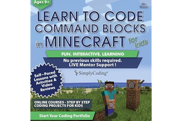 Coding for Kids: Learn to Code Minecraft Command Blocks - Video Game Design Coding - Computer Programming Courses, Ages 9+ (PC, Mac Compatible)