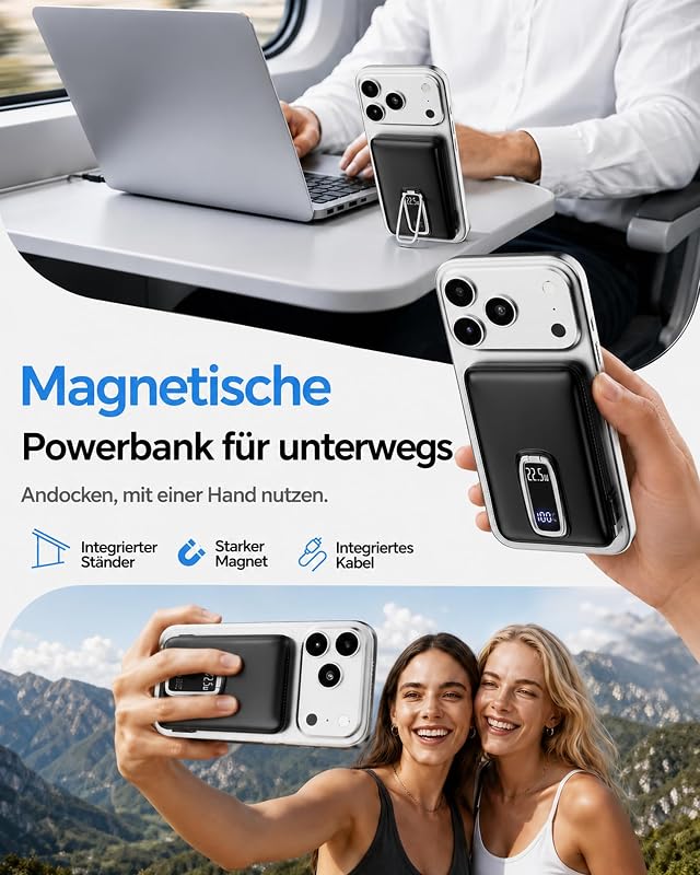 für MagSafe Powerbank iPhone, Schnelllade Power Bank Magnetisch mit Kabel — Foto 2 von 8