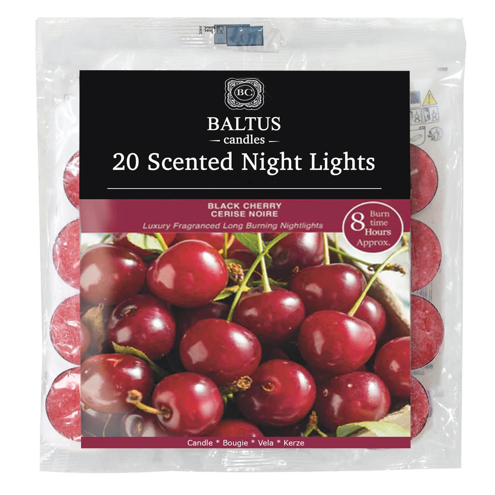 20pc Scented Tealights Night Candle Black Cherry 8hrs Burning Time by Baltus