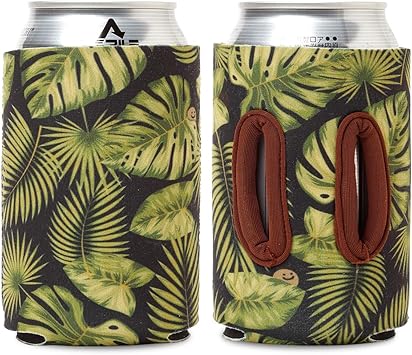 Amazon Objectiboo オブジェクティブー 通せるクージー 350ml用 Hide Seek リーフプリント ブラック 取手付き缶クージー ペットボトル Cb缶カバーにも使用可 日本製 Objectiboo クーラーボックス