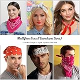 Aomig Bandana Head Scarf Rose Red Paisley Unisex Multi-Use Headwrap 73x36cm view 5