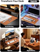 YSAGi Leather Desk Mat Large 120 x 60 cm Non Slip Waterproof PU Brown view 2