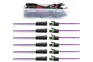 Amliber 6 Kits 3 Pin Weather Pack Connectors Kit With 16AWG Wire, 3 Wire Waterproof Automotive Electrical Connectors Wire Harness Connectors