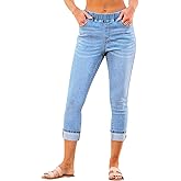 GRAPENT Pull On Jeans for Women High Waisted Skinny Capri Pants Trendy Stretch Denim Cropped Jeans Crop Jeggings Capris