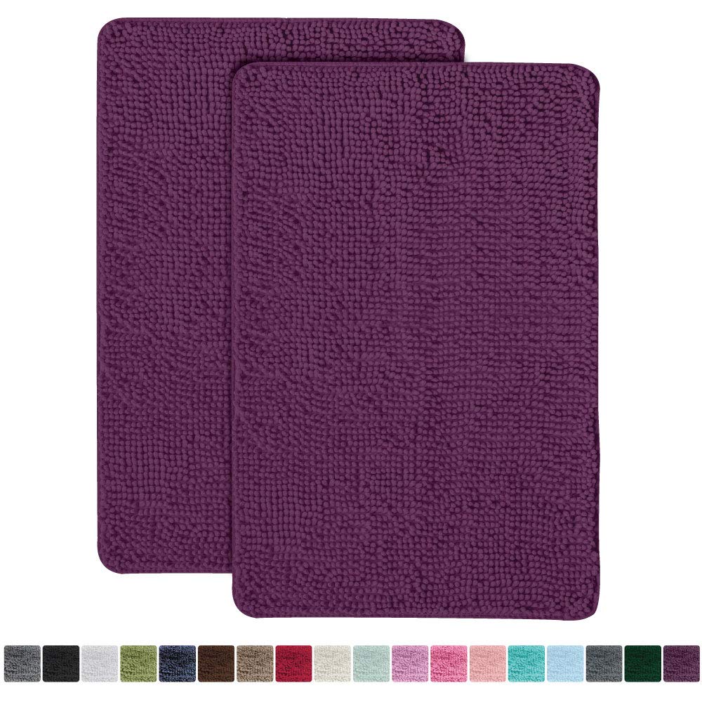Gorilla Grip Original Luxury Chenille Bathroom Rug Mat 2 Pack (30 X 20), Extra Soft And