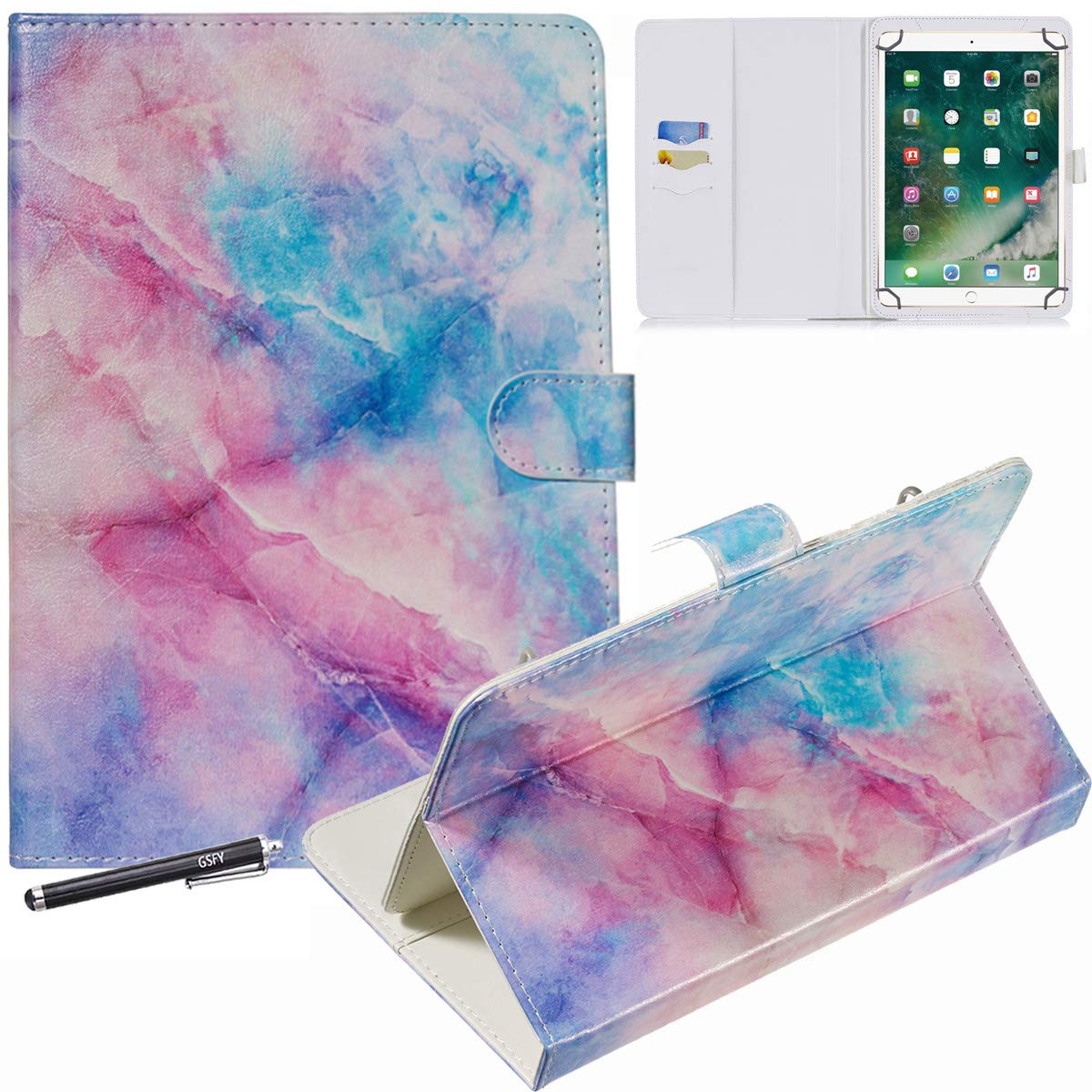 7 Inch Universal Case, Newshine PU Leather Stand Cover for Galaxy Tab 7.0, Kindle Fire 7, RCA Voyager, Huawei, Google and Other 6.5"-7.5" Tablet - Watercolor