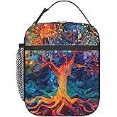 ainori Reusable Tree of Life Lunch Box for Kids Girls Boys Women Adult, Insulated Colorful Artistic Lunch Bag,Polyester Cooler Handbags Case for School Picnic Work Travel Beach or Hiking