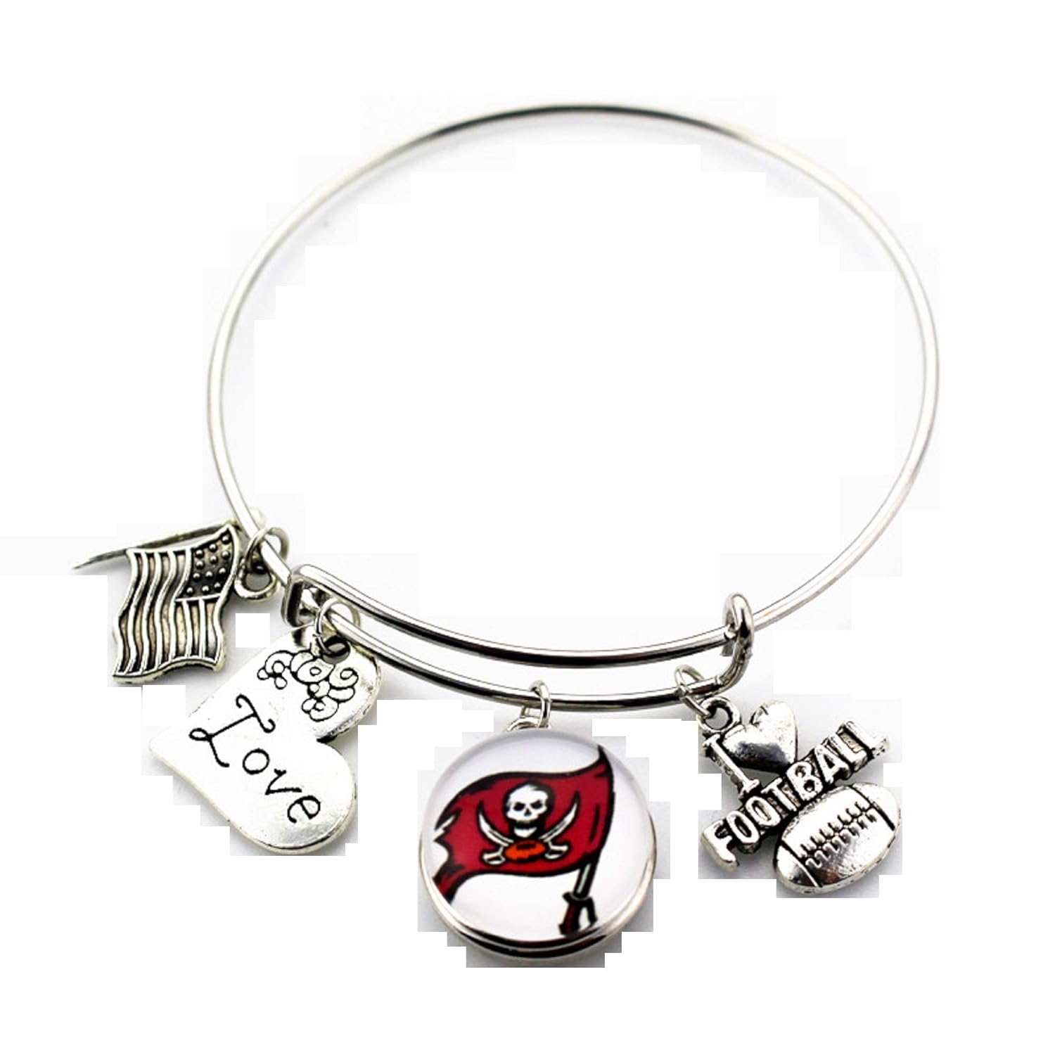 Tampa Bay Buccaneers Metal Charm Bracelet 7 to 9 Adjustable