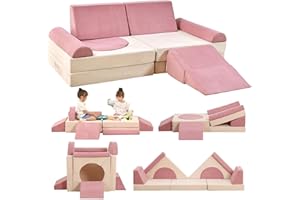 HAHASOLE 12PCS Modular Kids Play Couch, Kids Couch, Sectional Sofa Imaginative Furniture Play Set for Creative Children, Convertible Foam Climbing Sofa for Boys & Girls