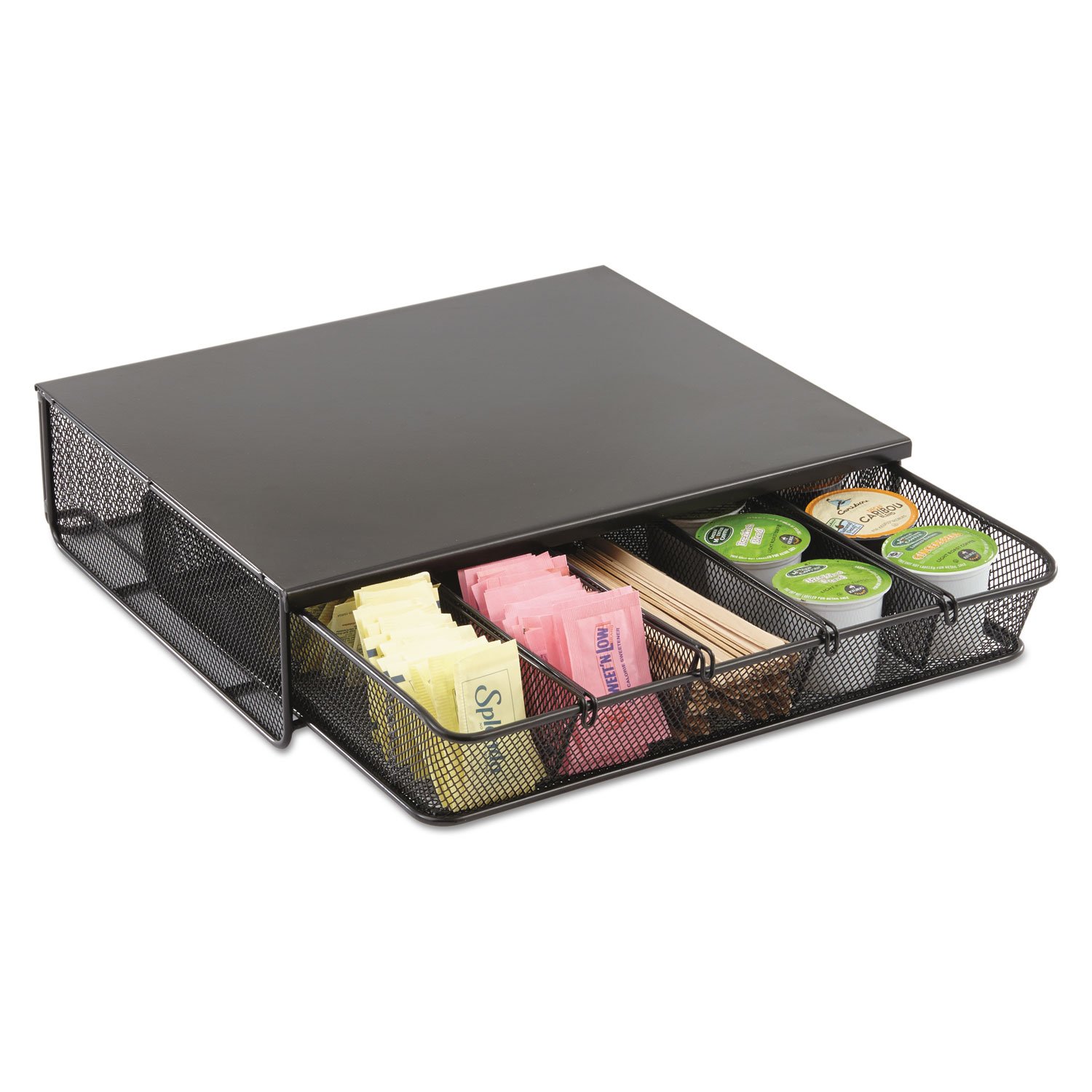 Safco 3274BL Onyx Mesh Hospitality Organizer with 1 Drawer - Black