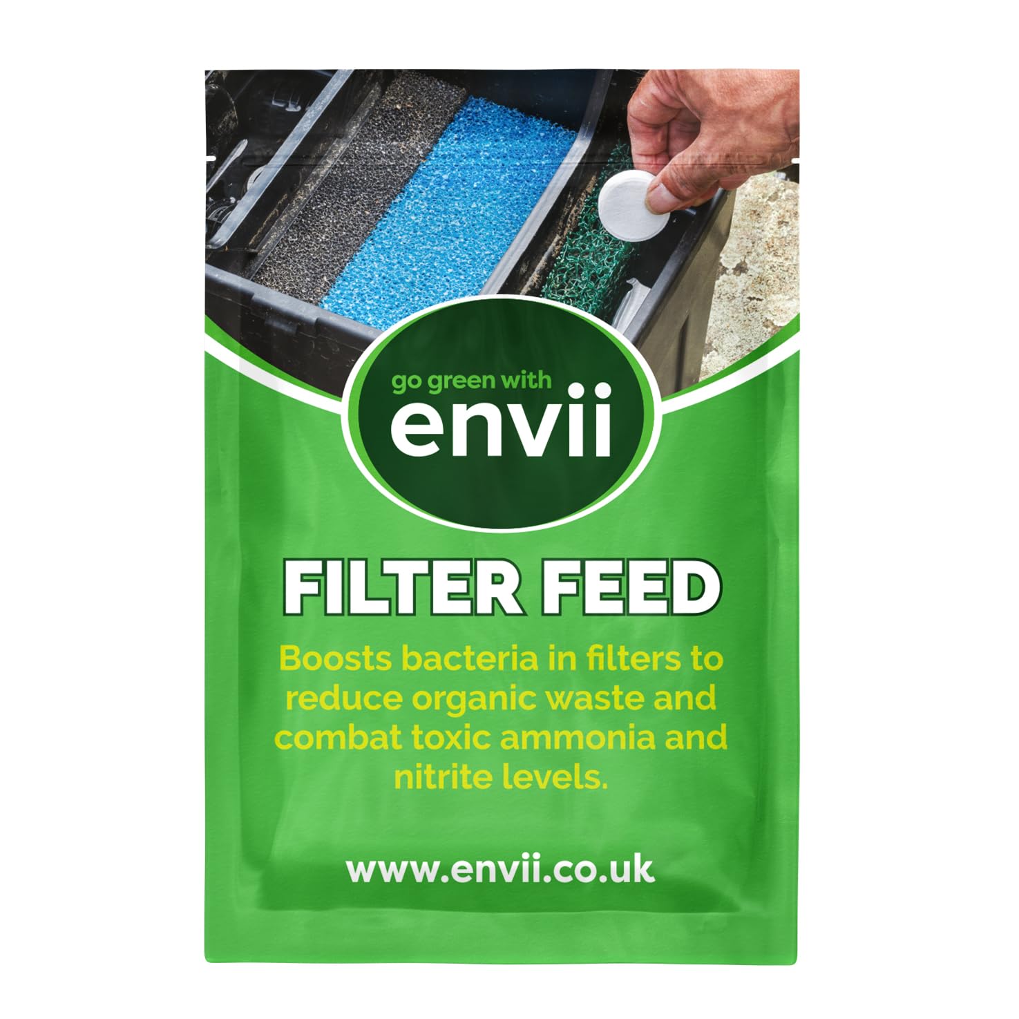 Envii Filter Feed – Pond Filter Starter Bacteria Treatment, Boosts Beneficial Bacteria Activity, Removes Ammonia & Nitrites in Ponds, Safe for All Fish & Wildlife – Treats 20,000 Litres