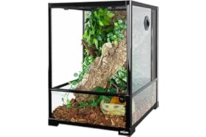 REPTI ZOO 30 Gallon Reptile Glass Terrarium, 18" x 18" x 24" Rainforest Habitat Tank with Front Opening Door, Knock-Down Vertical Reptile Terrarium with Top Screen & Side Mesh Ventilation
