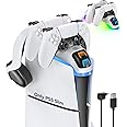 OIVO PS5 Controller Charger Station with RGB Light, PS5 Controller Charger Compatible with 2023 PS5 Slim Digital & Disc, Dual PS 5 Controller Charger with Headset Holder & Fast Charging Cable