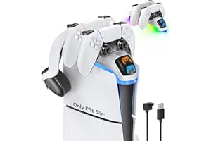 PS5 Controller Charger with RGB Light, OIVO PS5 Charging Station Compatible with 2023 PS5 Slim Digital & Disc, PS5 Charger wi