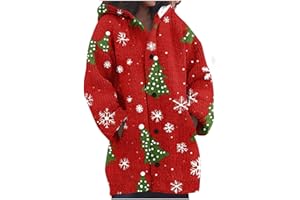 Letfool Oversized Knit Fall Winter Coat for Women 2025 Christmas Tree Graphic Long Sleeve Button Down Xmas Holiday Outerwear