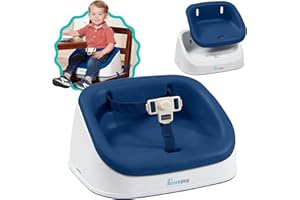 Hiccapop ErgoBoost Toddler Booster Seat for Dining Table, Non-Slip Stable Booster Chair for Toddlers Eating, High Chair Booster Seat for Dining Table, Navy