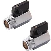 Metaland 1/2" Brass Mini Ball Valve NPT Female x Male Shut-Off Valve (Pack of 2)