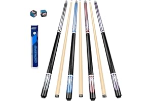 Wakefa Pool Cue Stick, Billiard Cue Sticks, Pool Cues 58 Inch Maple Wood Pool Sticks Set of 4 Include 18OZ 19OZ 20OZ 21OZ and 2 Pool Chalk, Pool Table Sticks Suitable for Pool Table Sports
