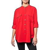 Calvin Klein Womens Crepe Relaxed Button-Down Shirt