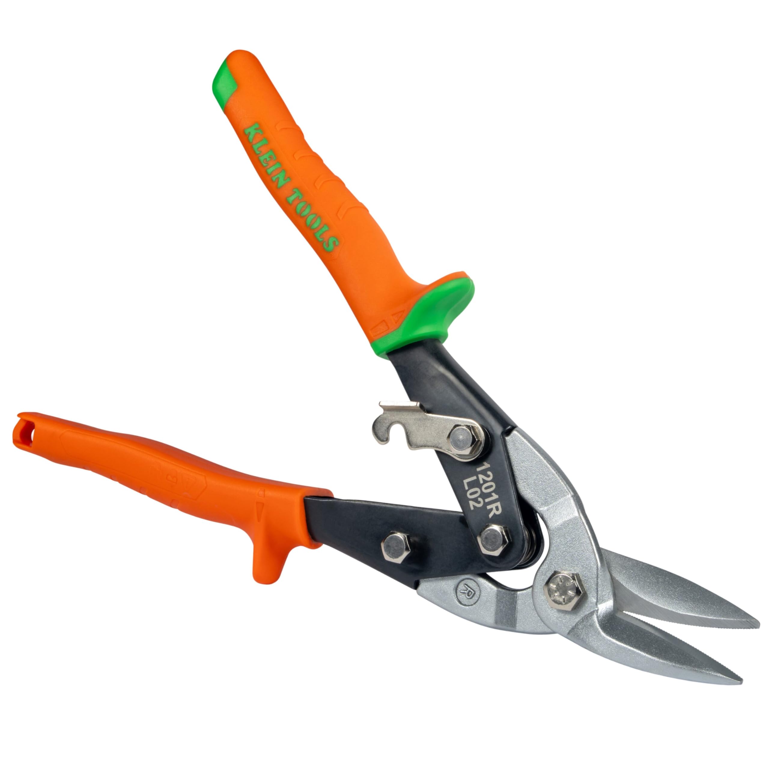 Metal Shears, Aviation Snips with Wire Cutter, Right Curvature Klein Tools 1201R