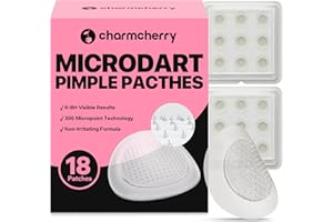 CharmCherry Pimple Patches for Face (18 Count), Microdart Acne Patches, Hydrocolloid Blemish Spot with Salicylic Acid, Fast-Acting for Early Stage Deep Pimples, Zits, Breakouts & Cystic Acne