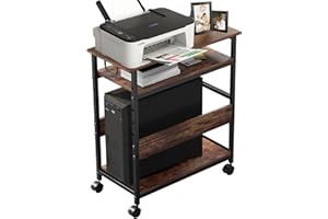 TooCust Computer Tower Stand Under Desk, 3-Tier Adjustable PC Holder with Side Shelf, Black, Wood & Metal, Compatible with Mo