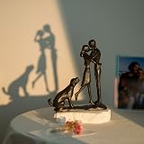 Sziqiqi 6th Wedding Iron Anniversary Couple Figurines with Dog view 3