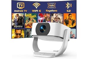 TMY 4K Support Outdoor Smart Projector with WiFi 6 and Bluetooth 5.2 with Apps Built-in, Native 1080P Mini Wireless Projector