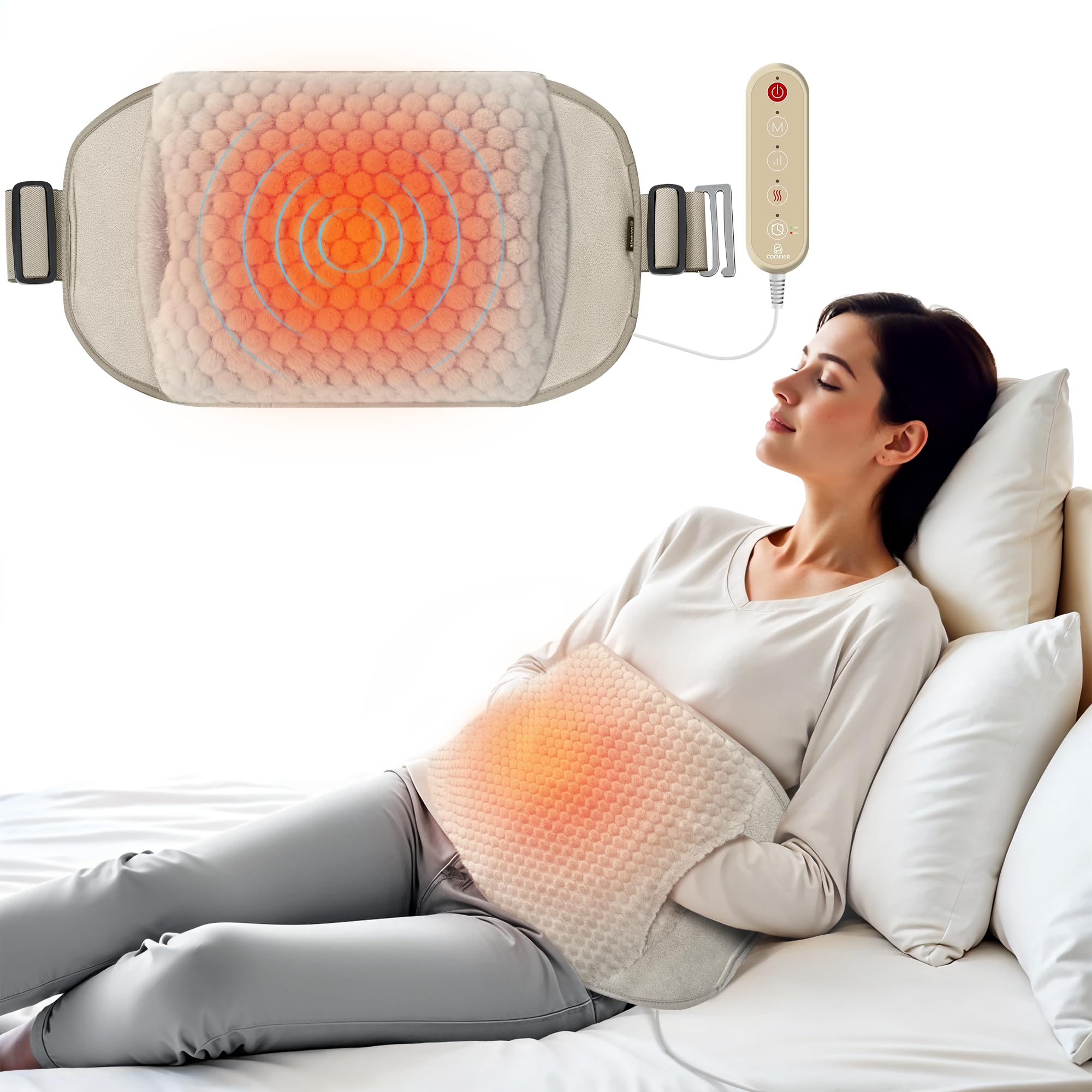 Photo 1 of COMFIER Heating Pad for Back Pain Relief,Lower Back Massager with Heat with Hand Warmer Pocket,Extra-Large Size 61",Back Heating Pad for Period Cramps,Fast Heat Pad,Gifts for Women Men Mom Dad