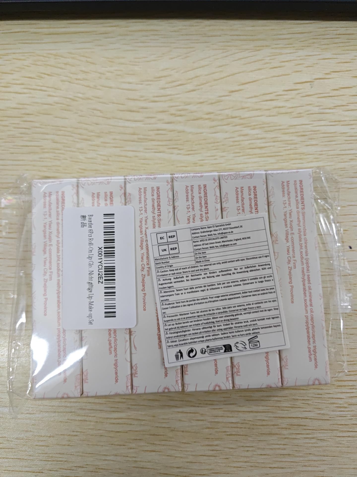 Baorder 6Pcs Roll-On Lip Gloss Set,Fruit Flavored Roll On Rollerball Lip Oil,Transparent Plumping Lip Gloss for Teens and Kids,Non Toxic Lip-Makeup Set