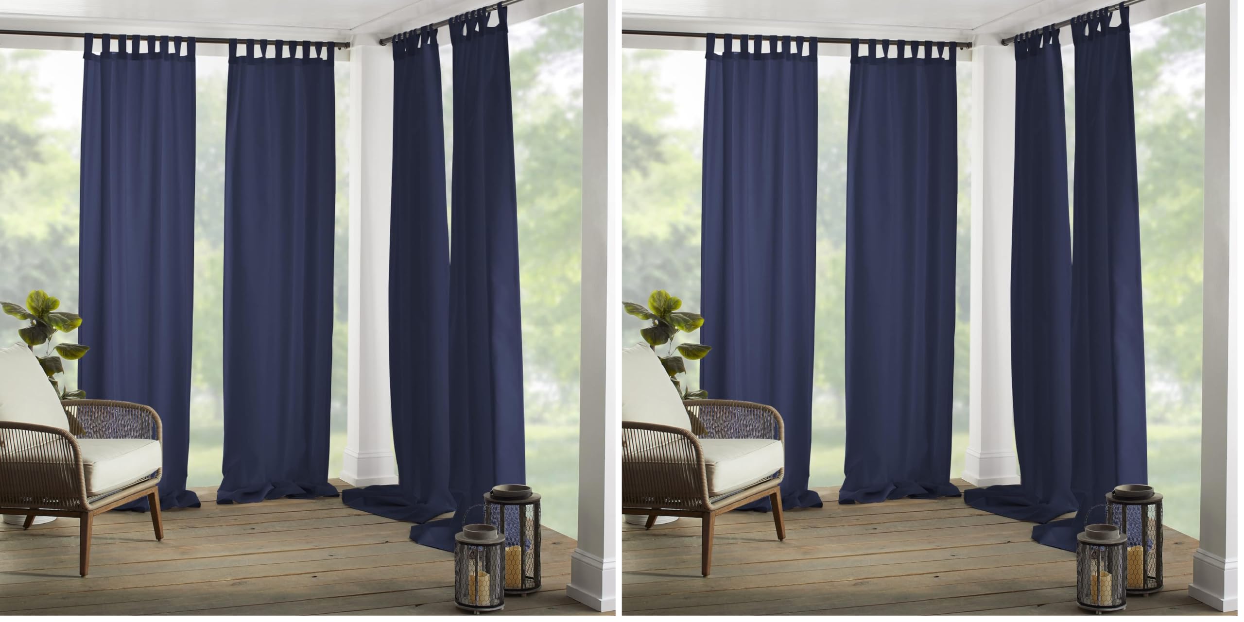 Elrene Home Fashions Matine Weatherproof Tab-Top Indoor/Outdoor Solid Color Curtain Panel for Porch, Pergola, Patio, Deck, 52”W x 84”L, Blue (Pack of 2) Image