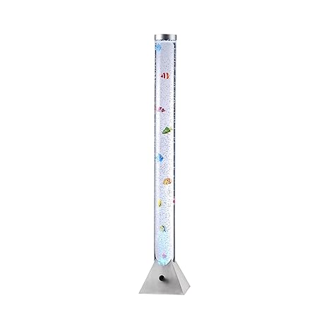 LED Wassersäule RGB Farbwechsel silberfarbig inkl. Fische + U-Boot Kunststoff, H= 120cm Kinderzimmer Jugendzimmer Deko Sprude