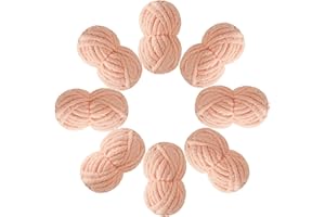 HouseABC Chunky Yarn for Hand Knitting Soft Jumbo Bulky Fluffy Chenille Yarn for Crocheting Blanket Scarf DIY 8 Pack (Apricot
