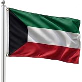 DMSE Kuwait National Flag, 3ft x 5ft - Fade-Resistant Outdoor &amp; Indoor Flag - Quad-Stitched Fly End &amp; Heavy-Duty Brass Grommets (3ft x 5ft)
