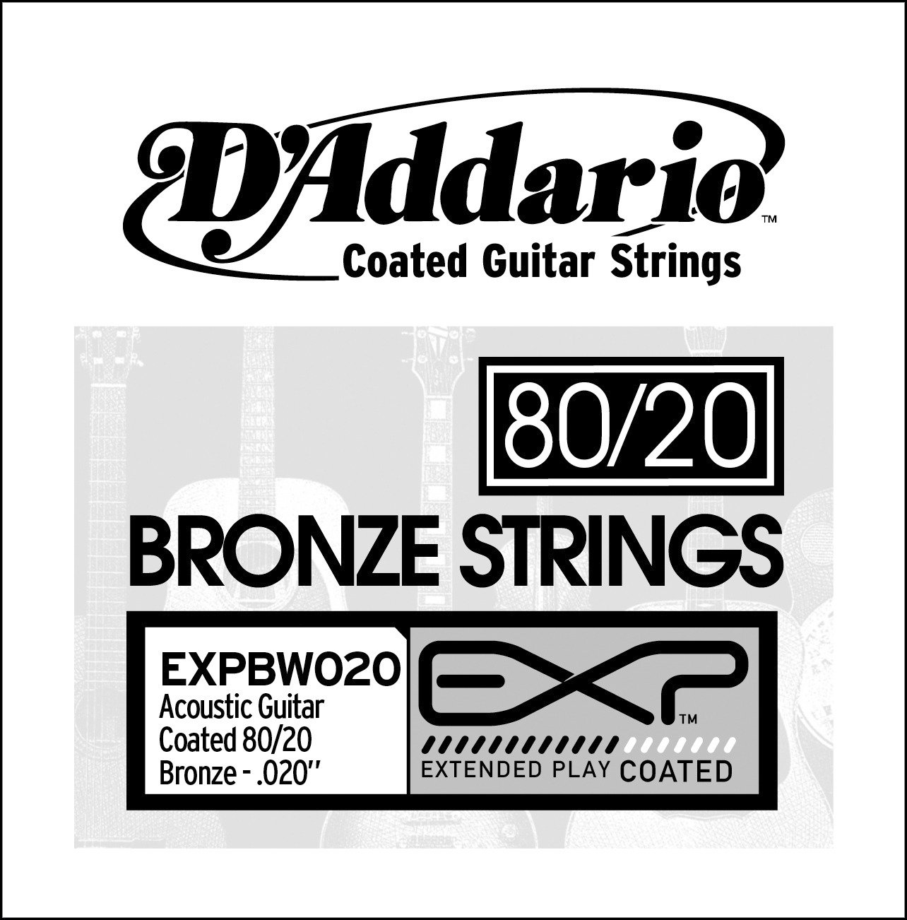 D'Addario .020 EXP Coated 80/20 Bronze Single String