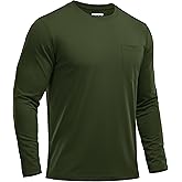 MAGNIVIT Men's Shirts Long Sleeve Pocket T Shirts Crew Neck Lightweight Tee Classic Casual Work Tops Plain Shirt