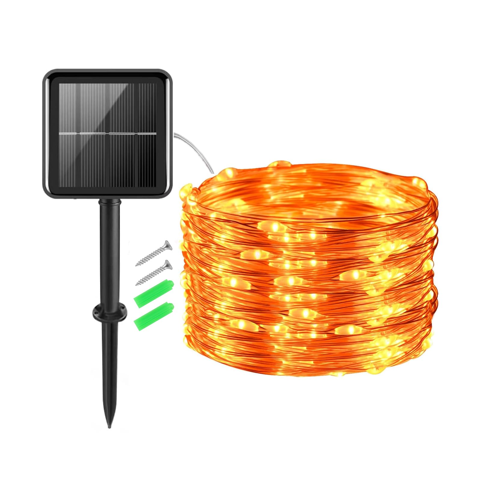 Gcstnn Garden Solar Lights Outdoor, 5M 50 LED Solar Fairy Lights, Copper Wire 8 Modes Waterproof String Lights for Yard, Christmas Tree, Bedroom, Gate, Indoor/Outside Decorations(Orange)