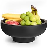 MEH Brands Concrete Fruit Bowl – Large Decorative Pedestal Bowl for Kitchen Counter, Entryway, or Coffee Table – Modern Catch