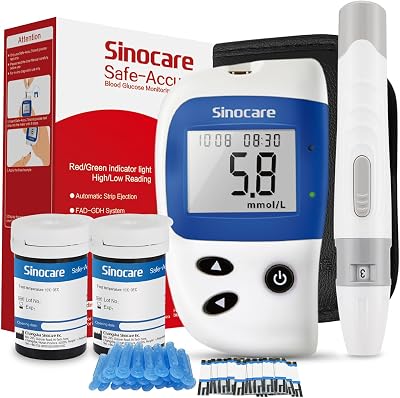 Sinocare Safe Accu2 Blood Sugar Monitor Test Kit 50 Strips 50 Lancets UK