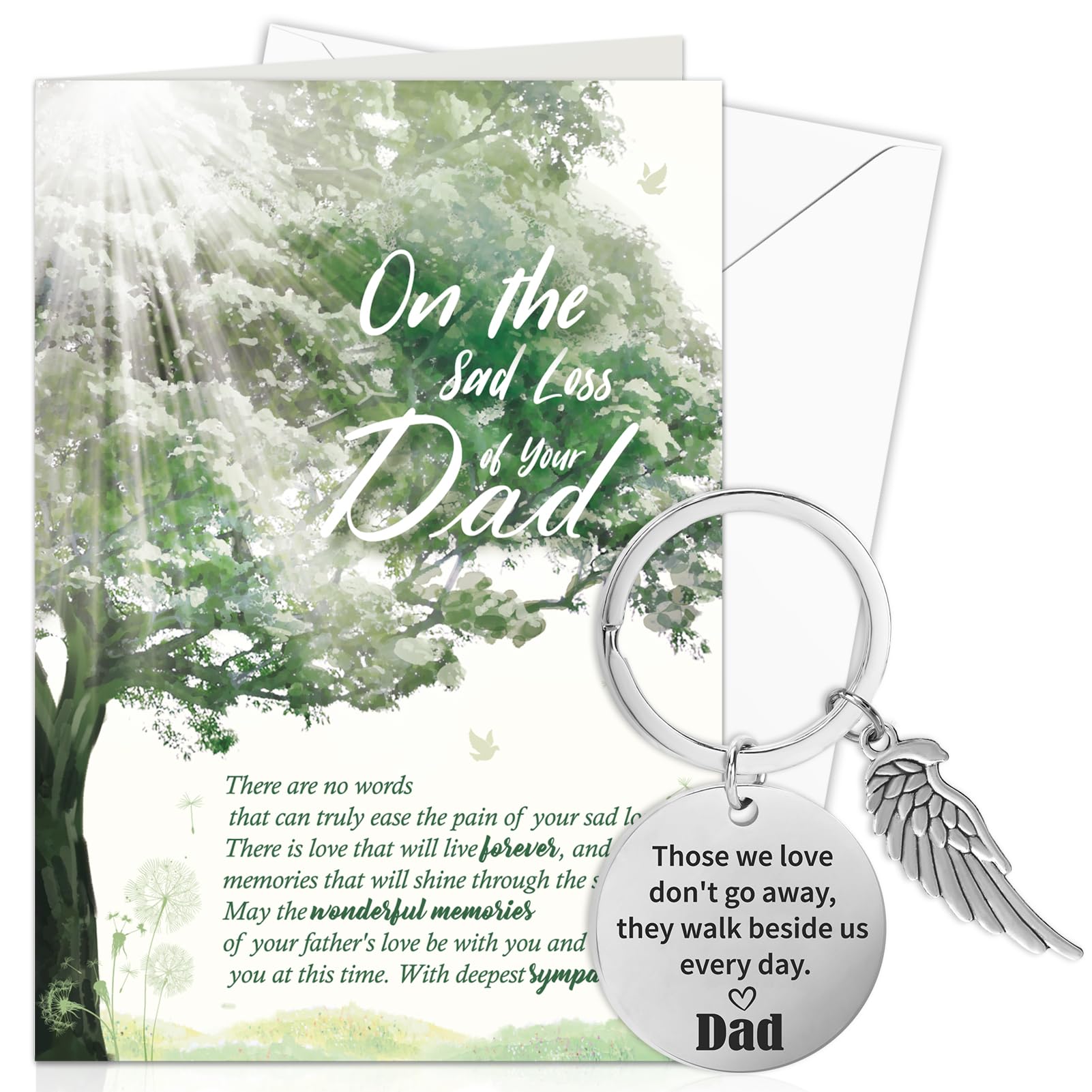 DPKOW Sympathy Card Loss of Dad Memorial Gifts, Thinking of You Card Gifts Sorry for Your Loss Card Condolences Bereavement Card Keyring Sympathy Gifts Loss of Dad Memorial Card Keyring Keychain
