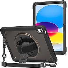 ProCase Rugged Case for iPad 10th Generation 10.9 Inch 2022, Heavy Duty Shockproof Rugged Cover with Hand Strap 360 Degree Ro