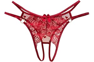 WODCEEKE Crotchless Panties for Women Sexy Slutty Naughty Lingerie Lace Thongs Hollow Out Briefs Underwear Ladies Underpants